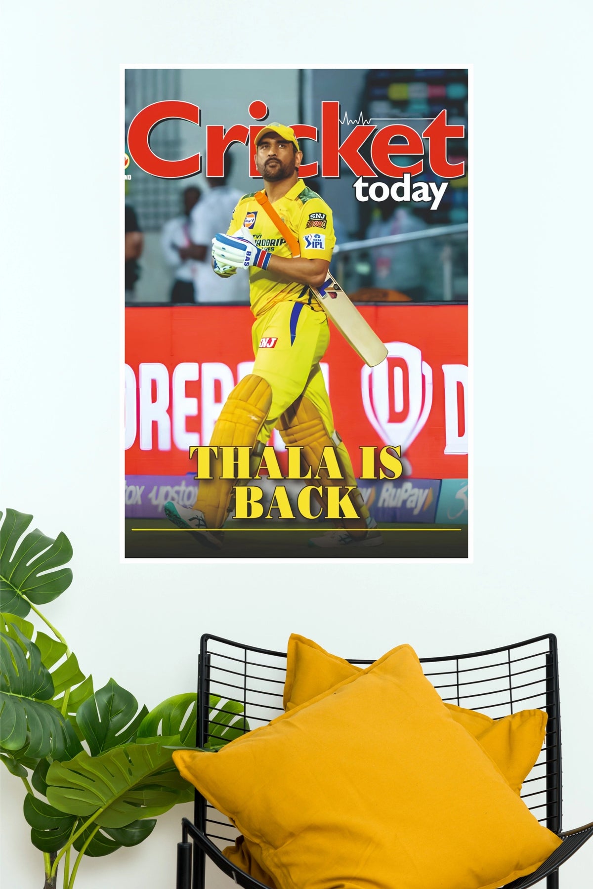 MS Dhoni “Thala Is Back” Cricket Wall Poster – Premium CSK Fan Decor(Cricket Poster)