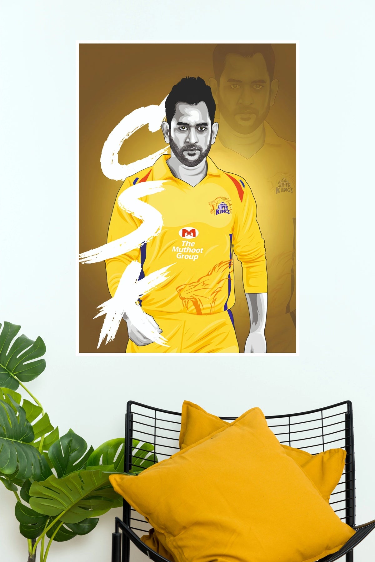 Chennai Super Kings Cricket Legend Poster – Yellow Cricket Wall Art(Cricket Poster)