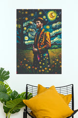 Starry Coat Starry Soul Impressionist Portrait Canvas Art Poster(Moon Light Sky Poster)
