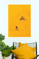 Anime Characters in Golden Field Wall Art – Minimalist Yellow Meadow Paper Poster(Moon Light Sky Poster)