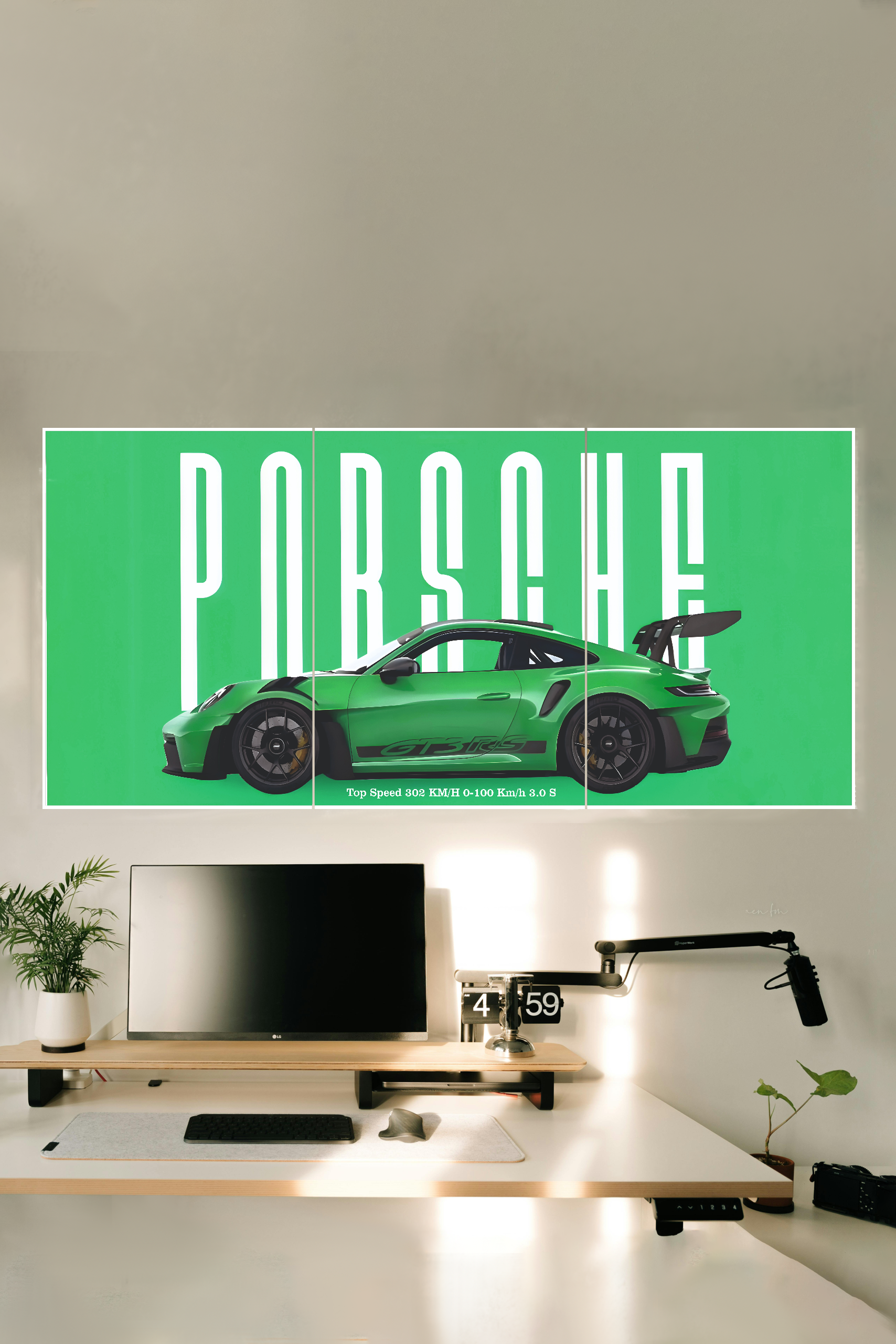 Porsche 911 GT3 RS in Python Green Poster 3 Split Poster