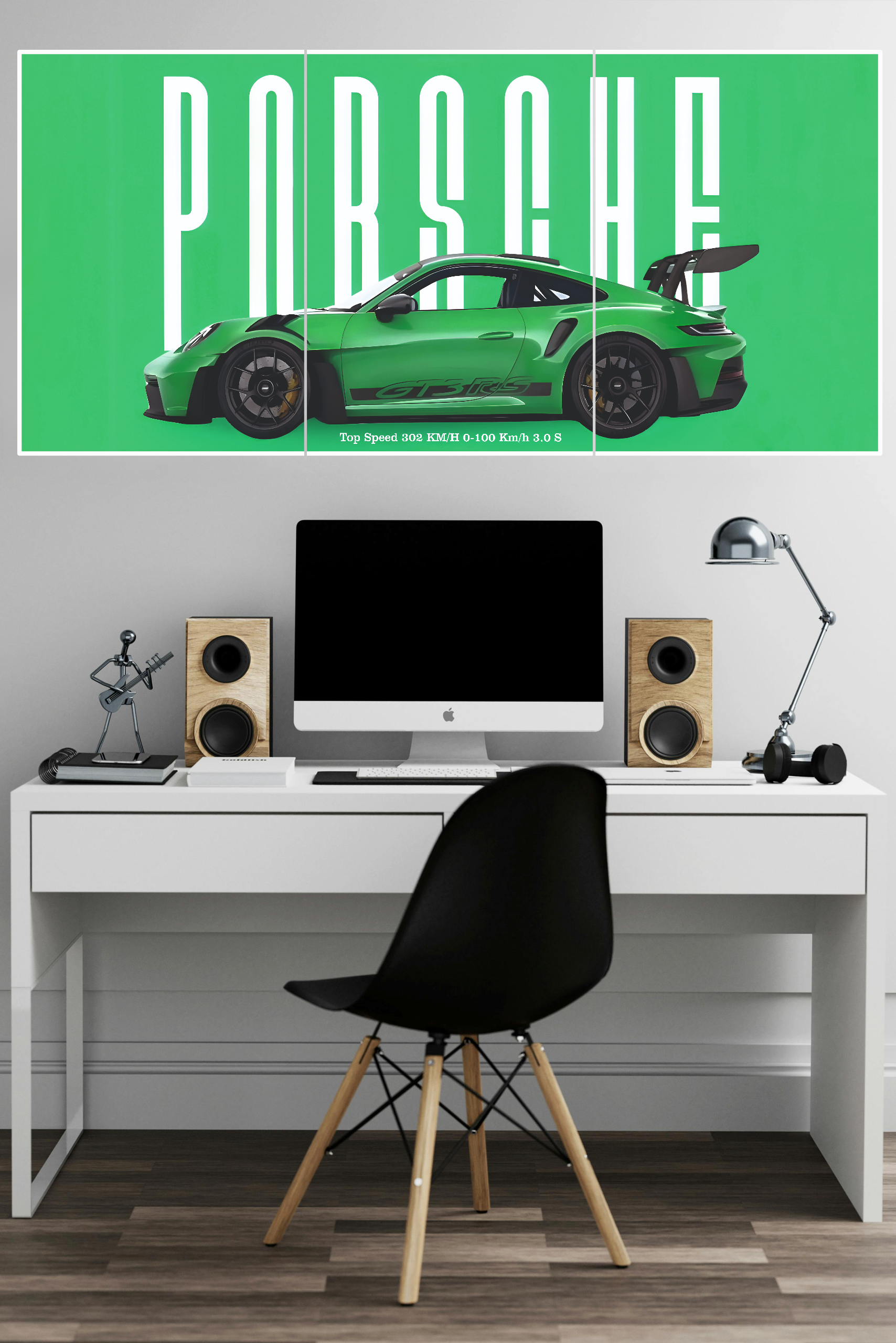Porsche 911 GT3 RS in Python Green Poster 3 Split Poster