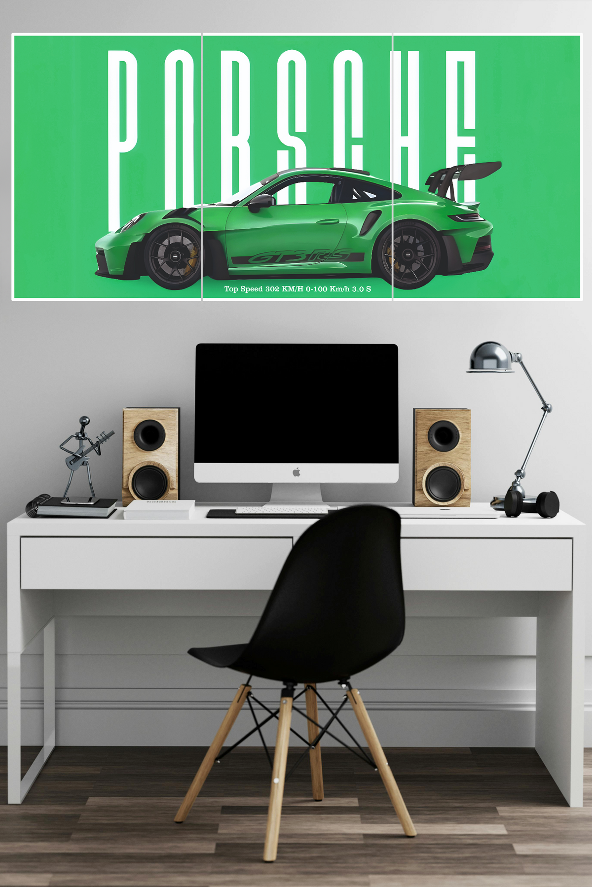 Porsche 911 GT3 RS in Python Green Poster 3 Split Poster