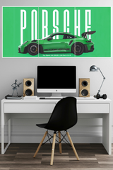 Porsche 911 GT3 RS in Python Green Poster 3 Split Poster