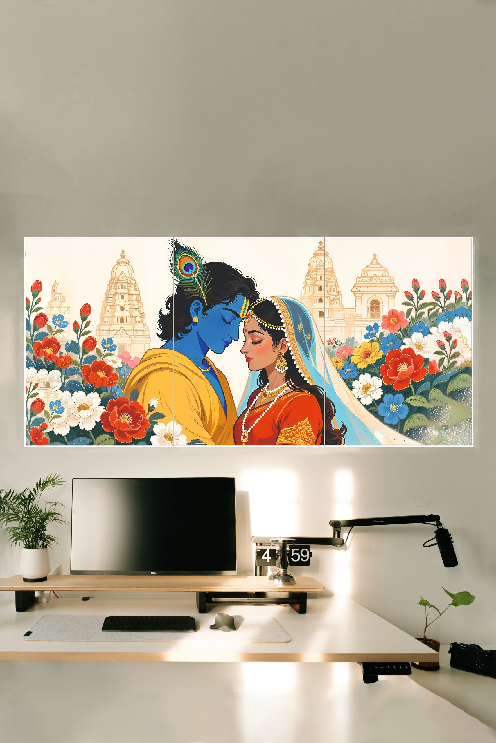 Radha and Krishna in a moment of affection Poster  3 Split Poster