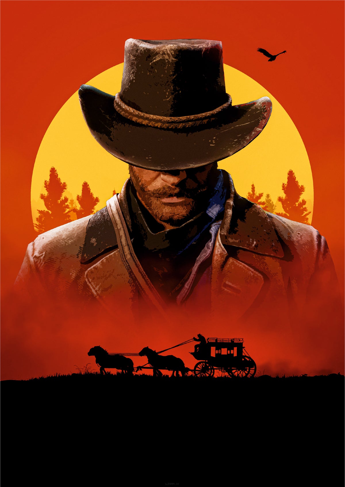 Red Dead Redemption 2 Poster | Arthur Morgan Sunset Western Wall Art (Game Poster)