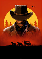 Red Dead Redemption 2 Poster | Arthur Morgan Sunset Western Wall Art (Game Poster)