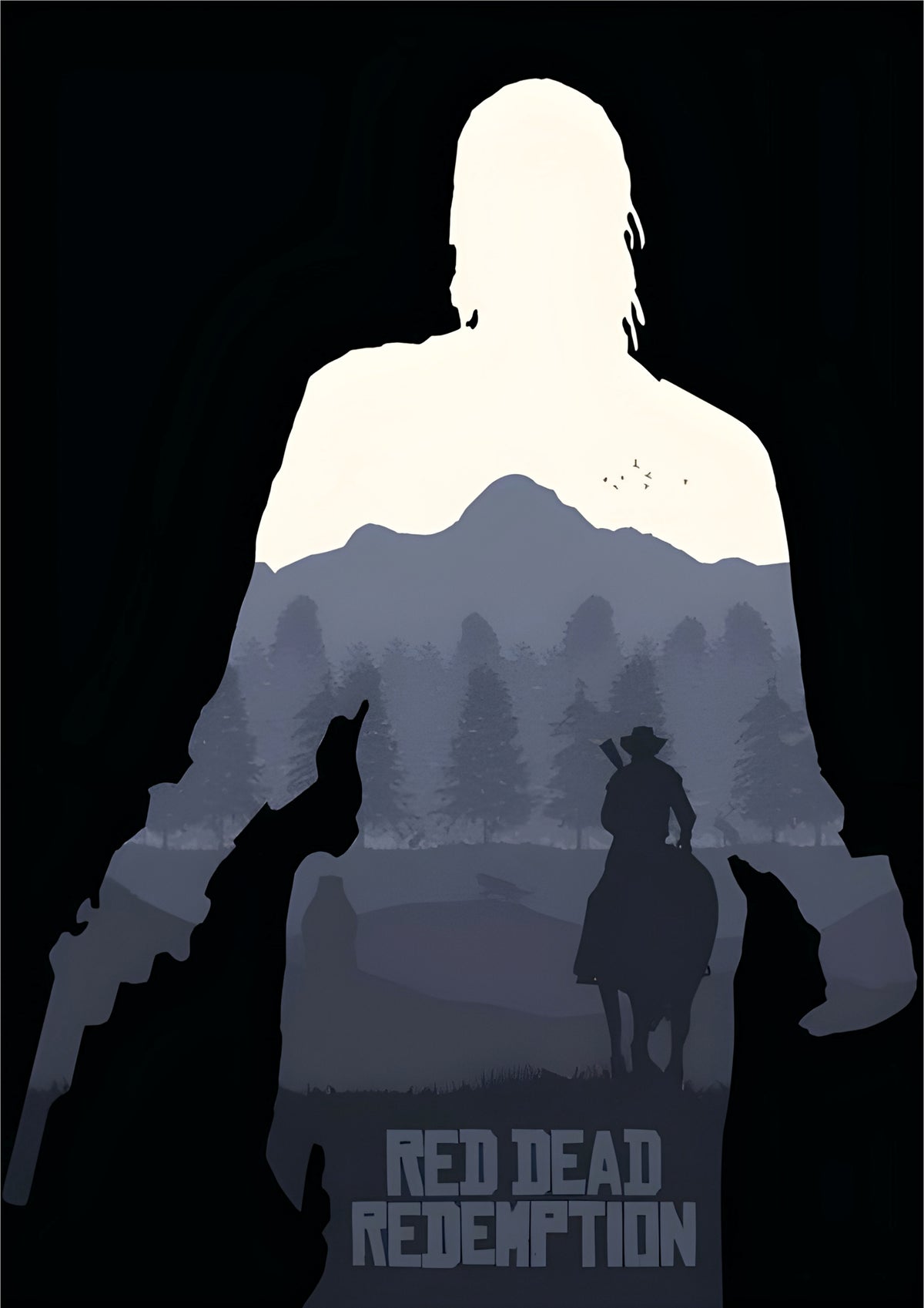 Red Dead Redemption Minimalist Poster | Outlaw Silhouette Wall Art (Game Poster)