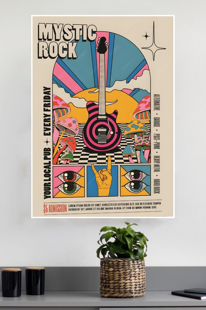 Retro Vintage Psychedelic Rock Music Concert Poster | Music Posters
