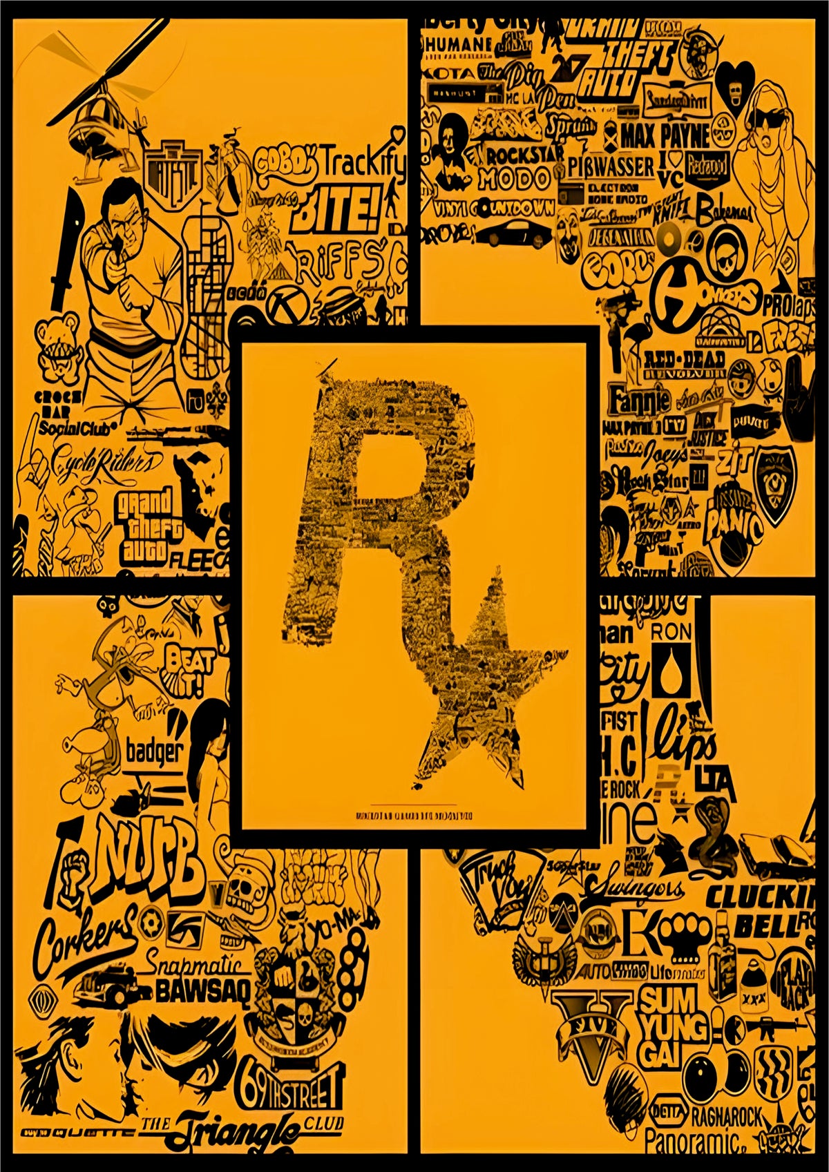 Rockstar Games Collage Poster | Gaming Wall Art (Game Poster)