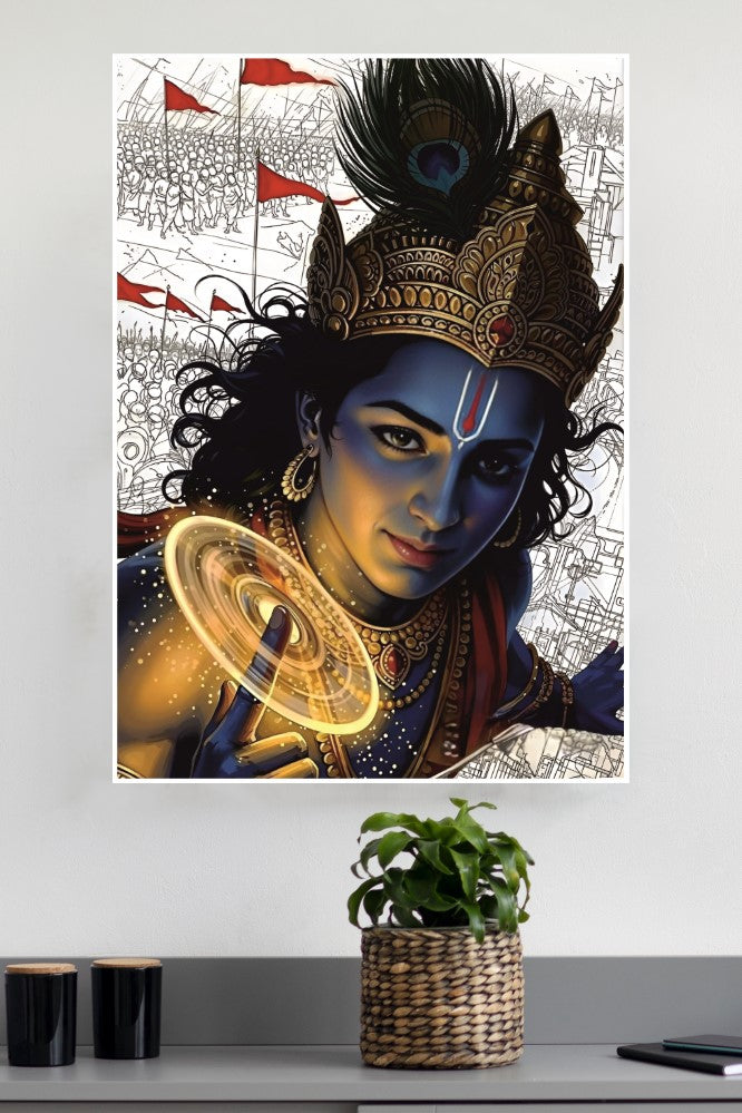 Divine Strategist Lord Krishna Wall Poster | God Posters