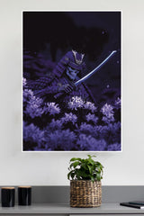Electric Blue Silence Poster | Samurai Warrior Poster
