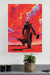 God of Thunder Thor Warrior of the Red Sky Poster | Superhero Posters