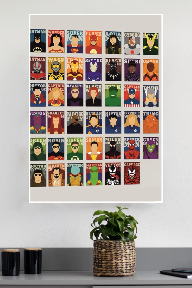 Heroes in Minimal Poster | Superhero Posters