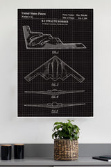 Northrop B-2 Stealth Bomber Large Stretched Canvas Poster | Fighter Plane Poster