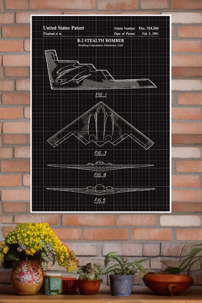 Northrop B-2 Stealth Bomber Large Stretched Canvas Poster | Fighter Plane Poster