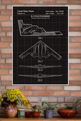 Northrop B-2 Stealth Bomber Large Stretched Canvas Poster | Fighter Plane Poster