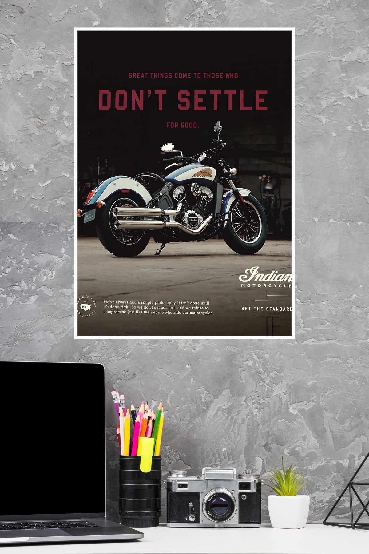 indian Motorcycle Don'Settle Poster | Bike Posters