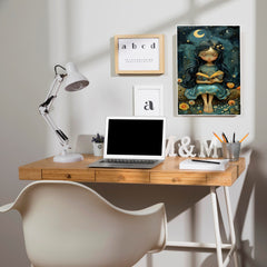 A Book And The Moon Poster | Moon Light Sky Posters