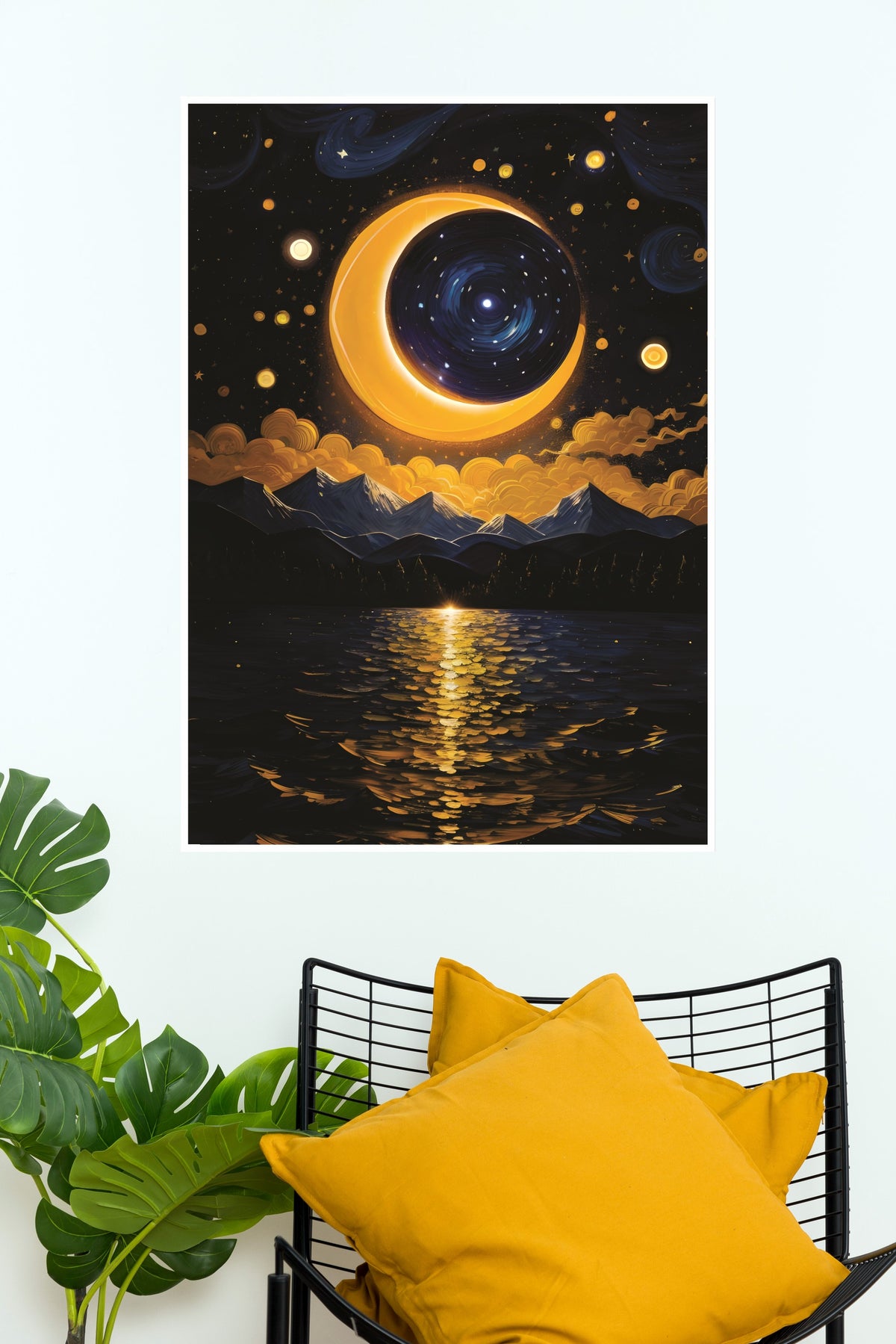 Tropical Starry Night Poster | Moon Light Sky Posters