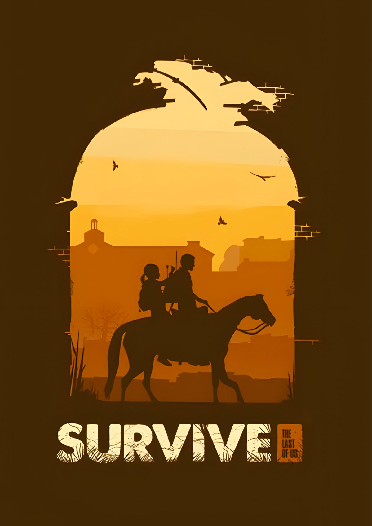 Survive The Last of Us Sunset Silhouette Gaming Poster (Game Poster)