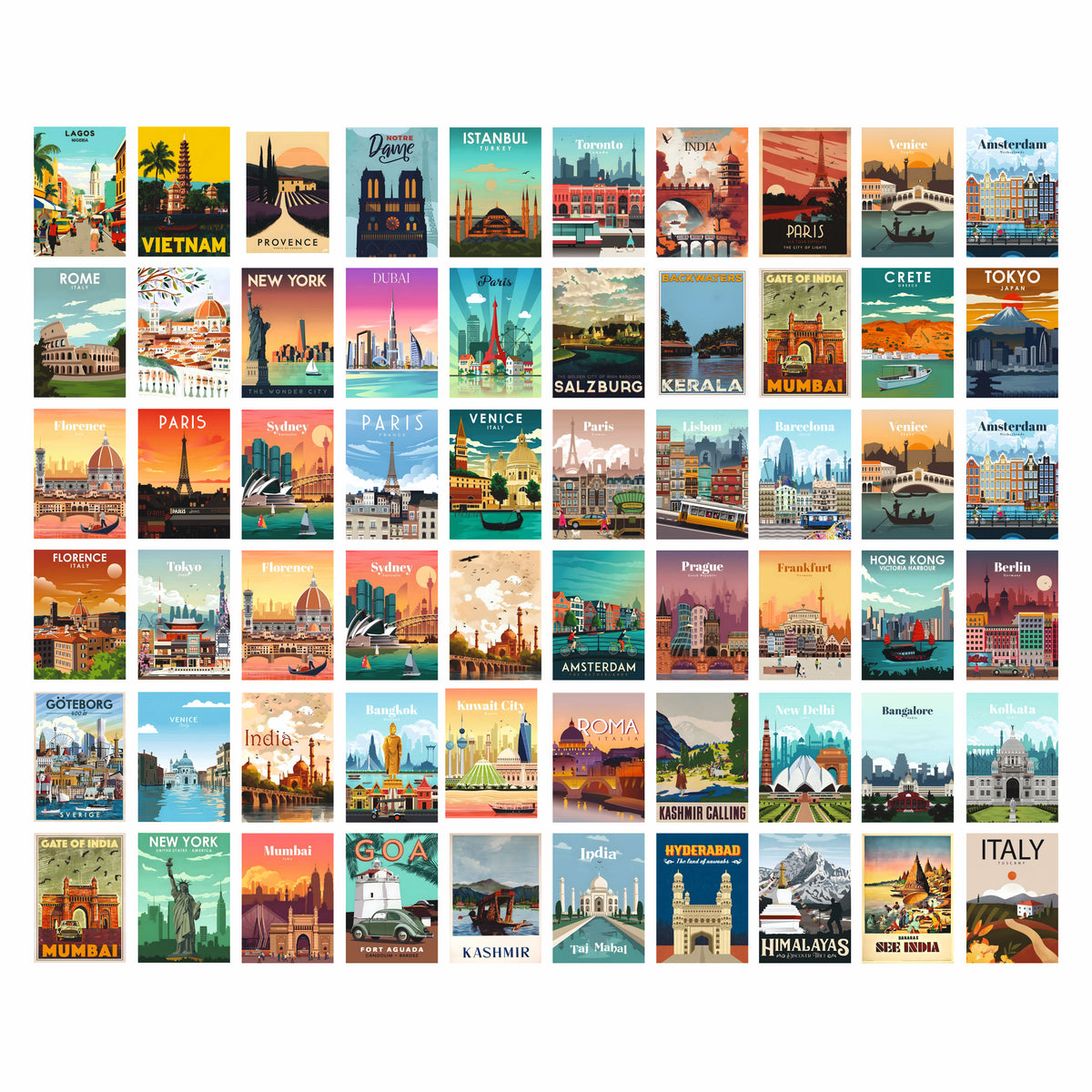 Beautiful Travel City | Super 60 Posters Set