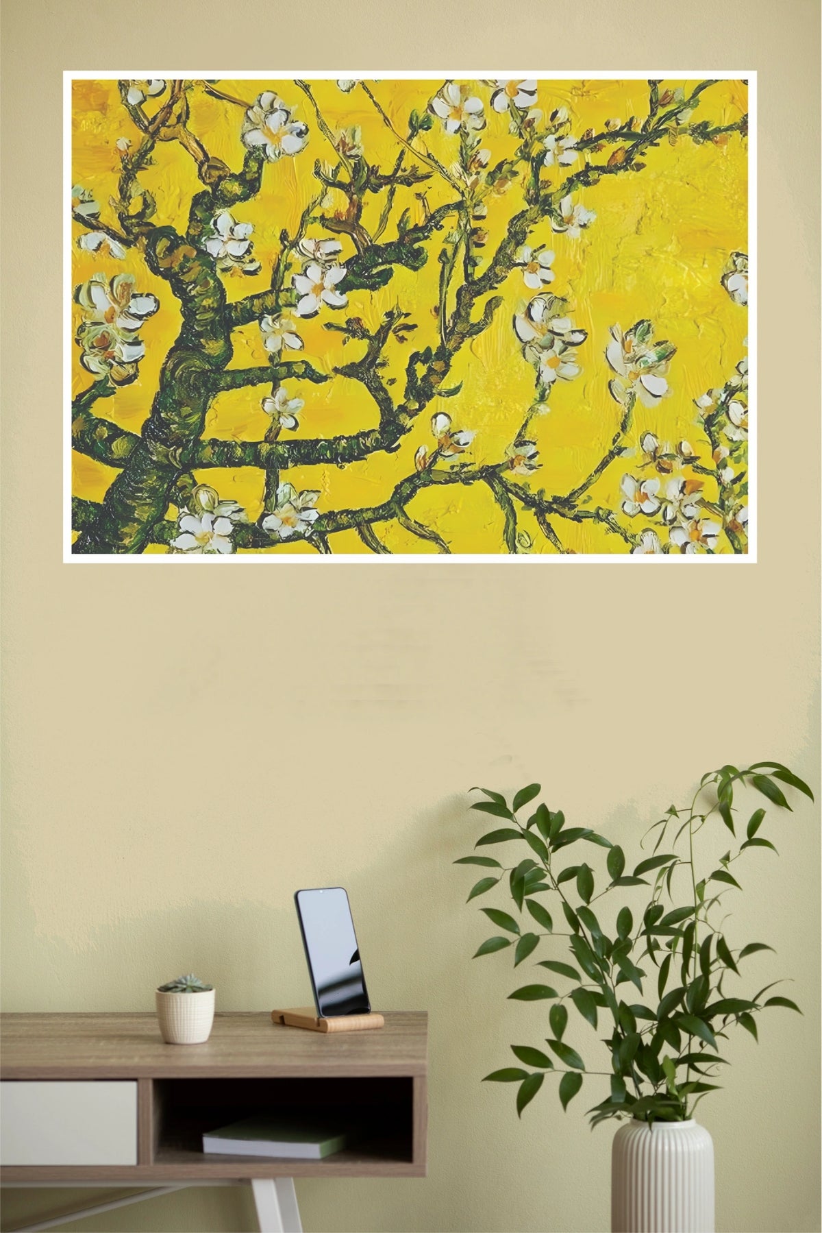 Van Gogh Inspired Almond Blossom Yellow Wall Art Poster(Moon Light Sky Poster)