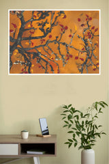 Abstract Autumn Branches Orange Wall Art Poster(Moon Light Sky Poster)