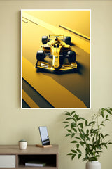 Vibrant Yellow Racing Formula 1 Car Poster | Formula 1 Posters