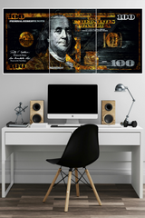 U.S. $100 bill featuring Benjamin Franklin Poster | 3 Split Poster