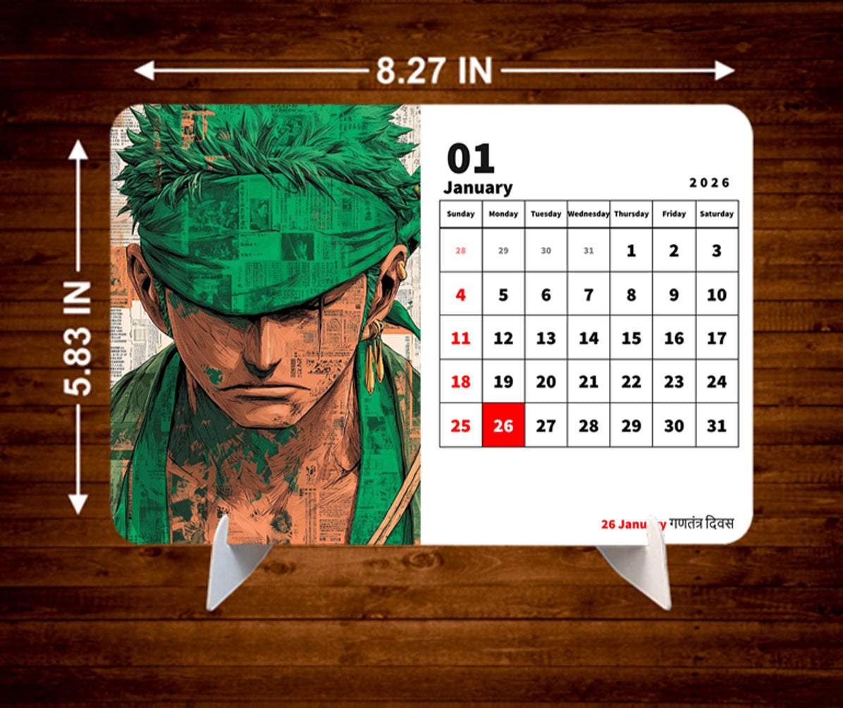 Wano Arc Zoro Premium Table Desk Calendar