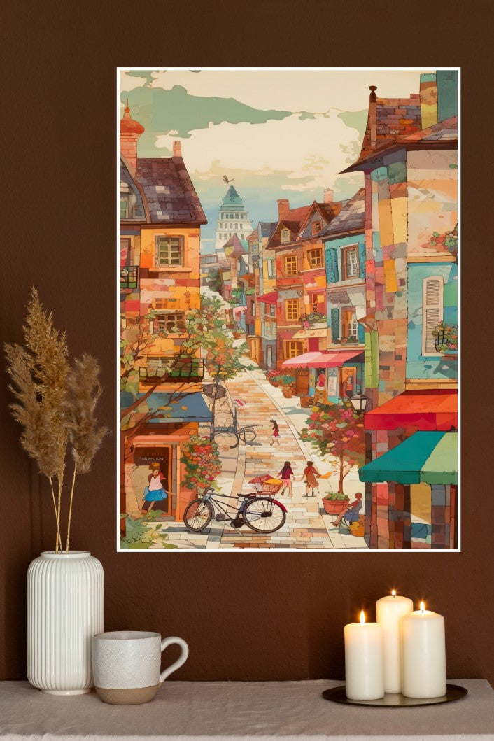 Watercolor Painting of a City Street | City Posters