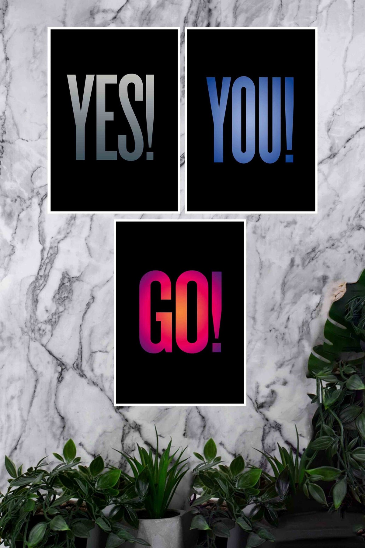 Yes You Go Gym and Motivational Quotes Poster | Combo Wall Poster Set | Pack of 3 Posters