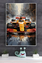 Yellow Racing Car Poster Formula 1 Car Poster | Formula 1 Posters